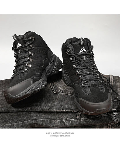 Winter Boot Men Outdoor Hiking Boots Suede High Top Leather Outdoor Trekking Sneakers Mens Mountain Tactical Boots