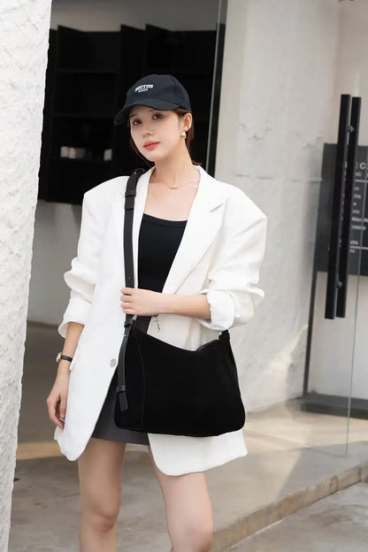 Genuine Grade Suede Leather Luxury Designer Large Capacity Women's Tote Bag Vintage Shoulder Crossbody Underarm Bags Trendy New
