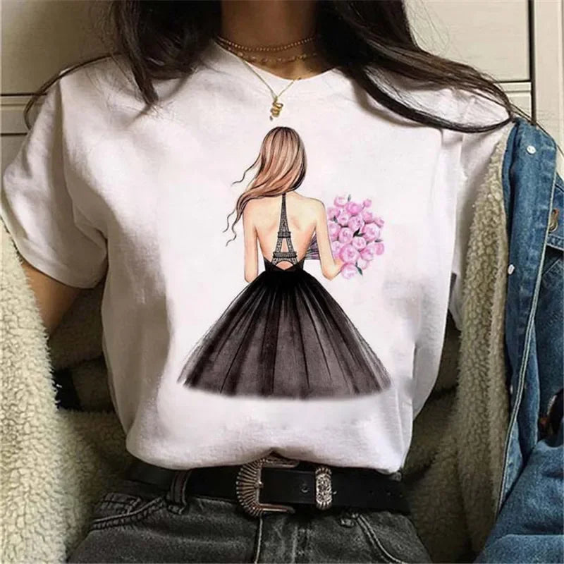 Women T Shirt London Paris New York City Travel Graphic Print Fashion Streetwear Urban Vacation Casual Short Sleeve