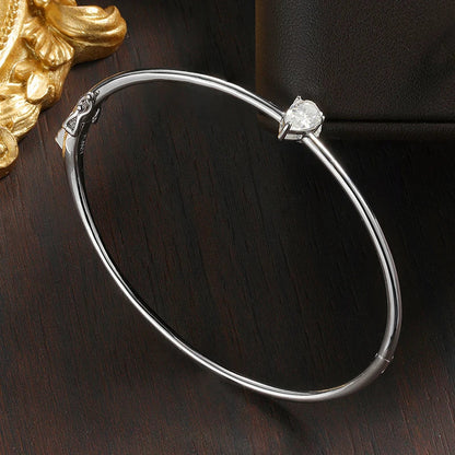 1CT Pear Cut Moissanite Bangles for Women GRA Certified D VVS1 Lab Diamond 100% s925 Sterling Silver Wedding Bracelets