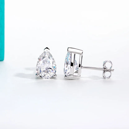 Classic Stud Earrings for Women 1cttw-6cttw Pear Moissanites 925 Sterling Silver D Color VVS1 Moissanite Earrings