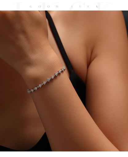2.4CT Moissanite Bracelet 925 Sterling Silver Sparkling Round Lab Diamond Tennis Bracelets For Women Fine Jewelry