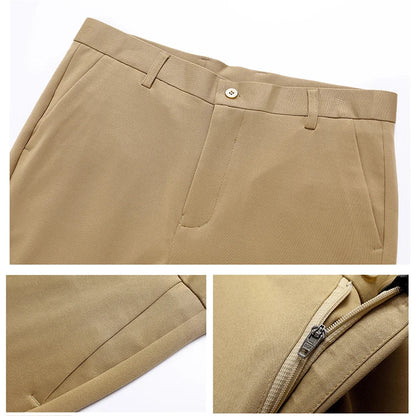 Mens Summer Spring Business Casual Pants Lightweight Dress Pants Formal Suit Pants Man Classic Khaki Grey Straight Trousers