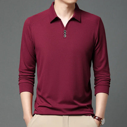 High quality brand long sleeve men's polo shirt autumn fashion customization high-end slim fit top casual business T-shirt