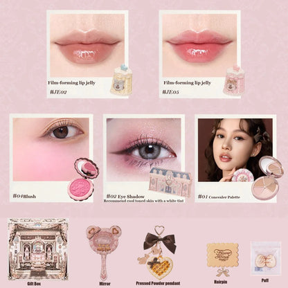 THE SWEETIE BEAR COLLECTION Makeup Gift Set All In Concealer Palette Blush Setting Powder Lip Jelly Gift Box Mirror