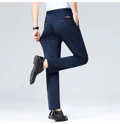 Men's Stretch Suit Pants Business Casual Dress Pants Wrinkle Resistant 4-Way Stretch Golf Casual Pants Spring Summer Blue Black