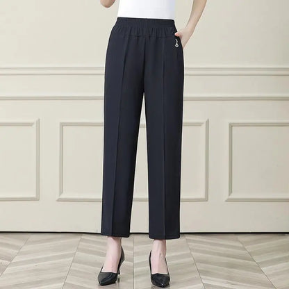 Summer New Ice Silk Casual Trousers Thin Sports Loose Trend Straight Quick-drying Mom Trousers