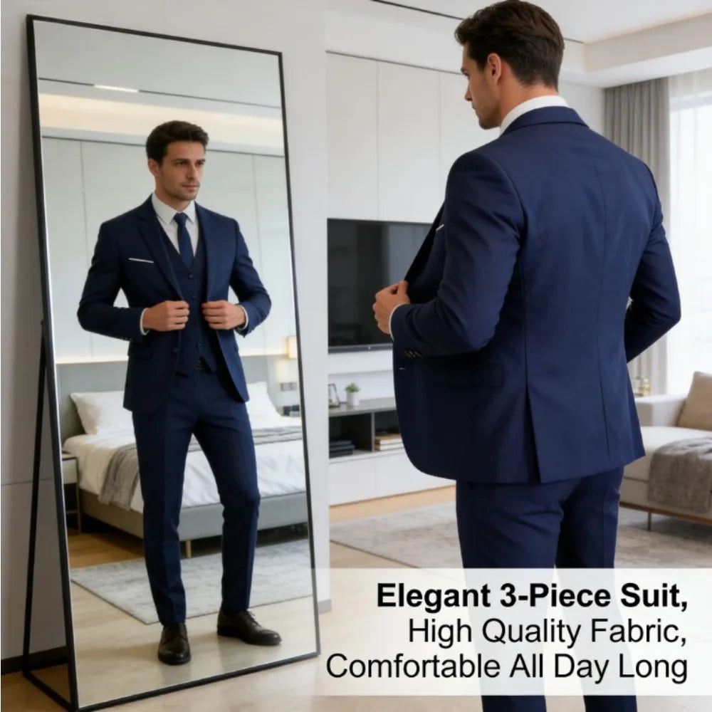 Men's 3 Piece Suit Notch Lapel Business Casual Wedding Groom Formal Wear Summer
