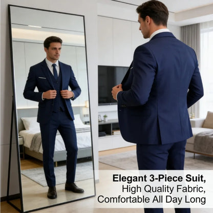 Men's 3 Piece Suit Notch Lapel Business Casual Wedding Groom Formal Wear Summer