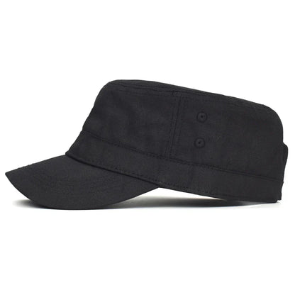 Waxed Canvas Cotton Military Caps Men Waterproof Cadet Army Cap Unique Design Vintage Flat Top Hat