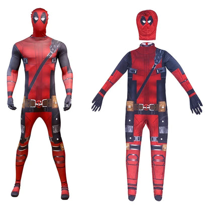 Deadpool Child Costume Halloween Costumes Kids Men Adult Superhero Bodysuit Jumpsuit Children Cosplay Costume Swords Accessories