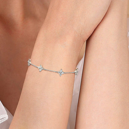 Clover GRA Certified 2cttw D Color Moissanite Bracelet for Women Girl 925 Silver Pass Diamond Test Hand Link Bracelets Gift