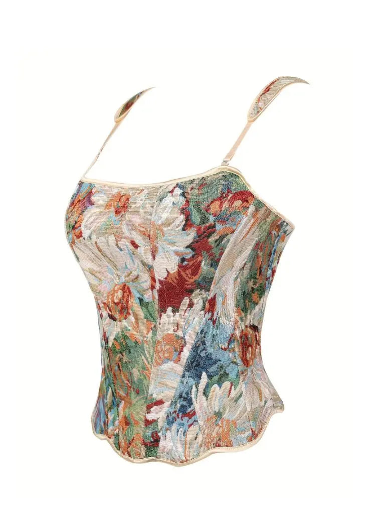 A Frenchstyle floral and fresh printed corset for women shaping top