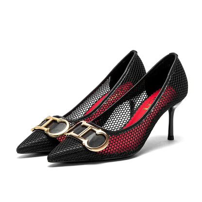 Spring New Hollow Business Women's Shoes 7cm Red Evening Shoes Women's High Heels