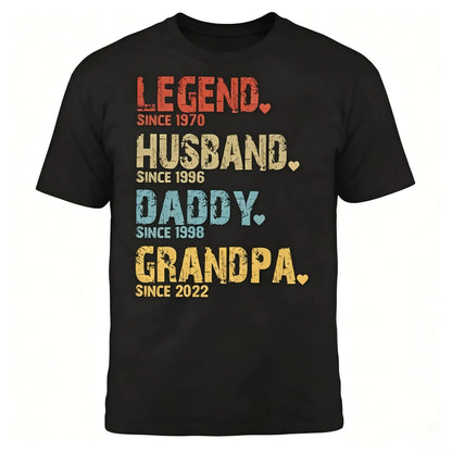 Personalized Dad Shirt, Custom Daddy Shirts for Men, Legend Grandpa T-Shirt, Gifts for Fathers Day Birthday S-3XL