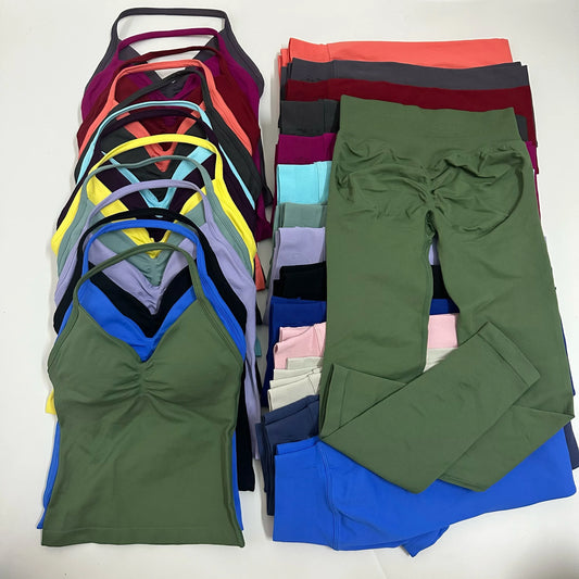 2Pcs Women's Gym Yoga Set Seamless High Waist Leggings Sports Bra Top Workout Outfit Fitness Activewear Runothes Outfit Yoga Set