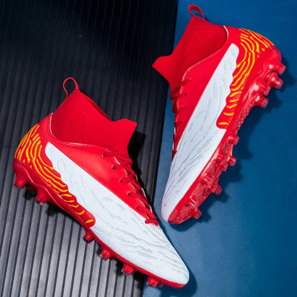 Black Men Soccer Shoes AG/FG Cleats Training Football Boots For Men High Ankle Sport Shoes Kids Adults Sneakers 35-45