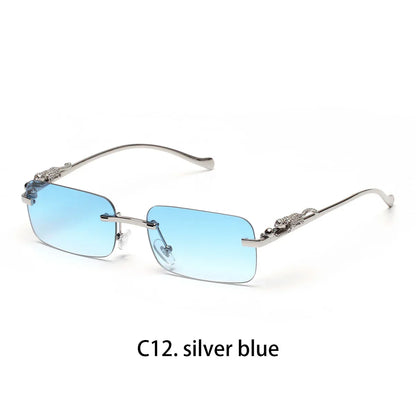 rimless sunglasses UV400 fashion square metal glasses for men women designer man's brand sun glasses shades for outdoor