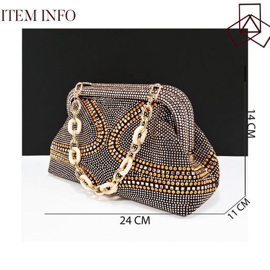 Italian Pumps and Bag To Party 2024 INS Style Pointed-Toe Rhinestone Elegant High Heels Champagne Wedge for Women