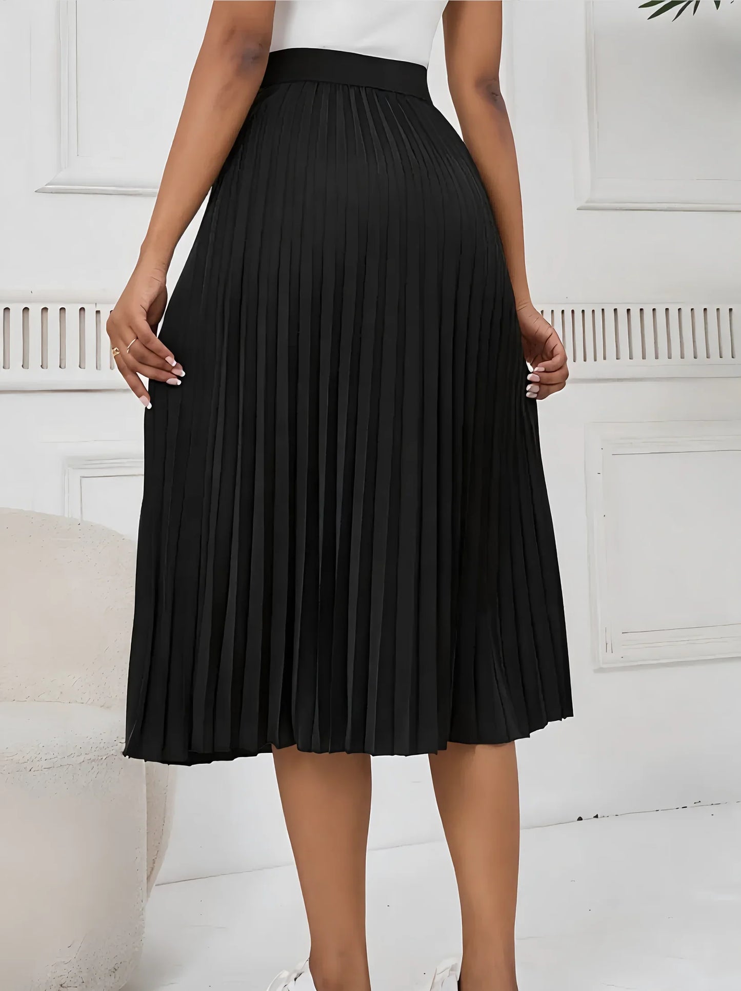 Women’s spring/summer pleated stretch waist pleated skirt