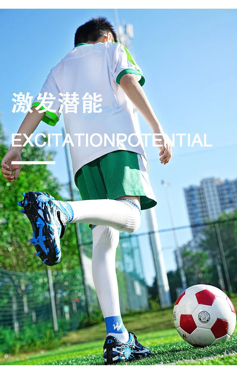 Hot Child Football Boots Outdoor Trainers Soccer Shoes For Kids Boys Hook Loop Football Sneakers Cleats Futsal Shoes Children