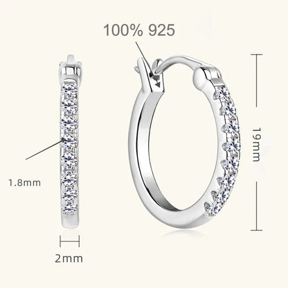 D Color Full Moissanite Hoop Earrings for Women Sparkling Wedding Bride Jewelry 100% 925 Sterling Silver Wholesale