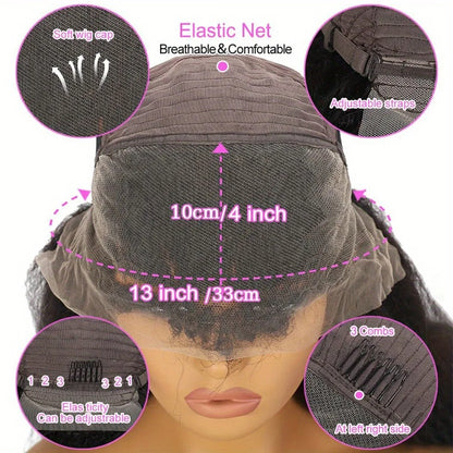 250% Density Human Hair Wig Kinky Straight Yaki Texture Pre Plucked 13x4 and 5x5 Glueless HD Lace Front Designed for Black Women