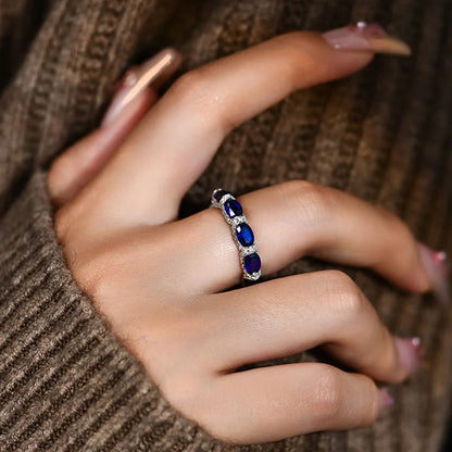 Sapphire Sparkling Ring Oval Cut Design 925 Sterling Silver for Women Men Wedding Elegant Party Jewelry Gifts Hot Sale