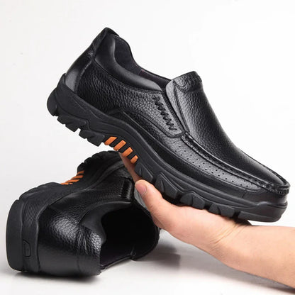 Genuine Leather Shoes Men Loafers Soft Cowhide Mens Casual Shoes Brand Male Footwear Black Brown Slip-on Thick Sole