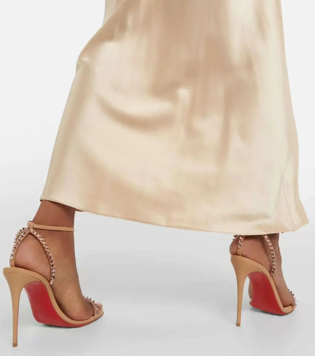 French white rivet strap versatile sexy temperament red sole super high heels open toe sandals fashion sandals round toe
