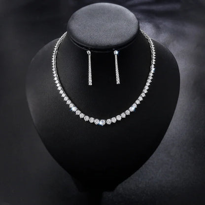 Brand New Arrival Elegant Cubic Zirconia Bridal Necklace and Drop Earring Set for Wedding or Party Jewelry Gifts