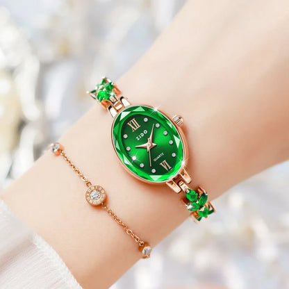 V22 Women's Watches Light Luxury Diamond Inlaid Female Watch Waterproof Oval Ladies Fashion Quartz Bracelet Wristwatch