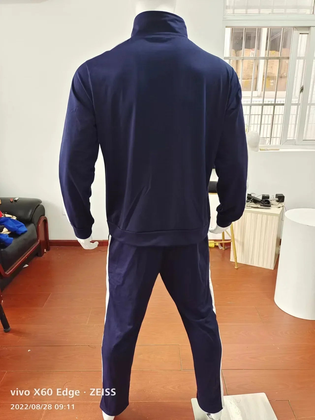 2025 Spring Autumn Men's 2-Piece Set Color Blocking Zipper Stand Collar Casual Sports Jacket Sweatshirt Trousers Suit