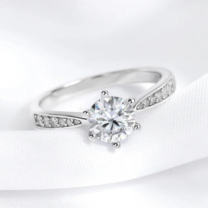 Real 0.3-3CT Moissanite Wedding Ring for Women Sterling Silver Round Brilliant Diamond Solitaire Engagement Rings Gift