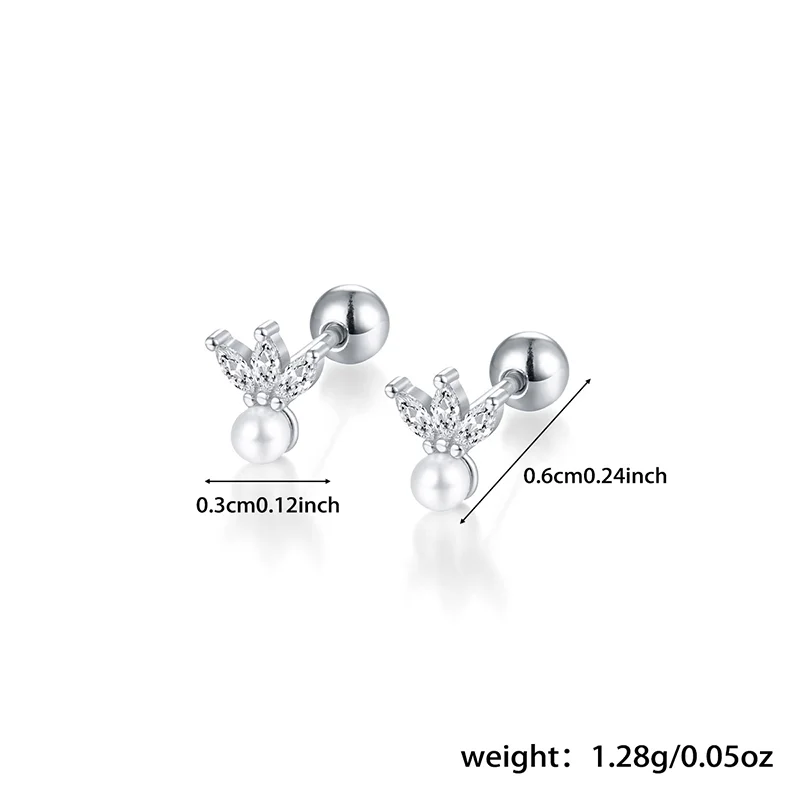 925 Sterling Silver Fashion Love Butterfly Romantic Star Crown Screw Stud Earrings for Women Ear Bone Piercing Jewelry