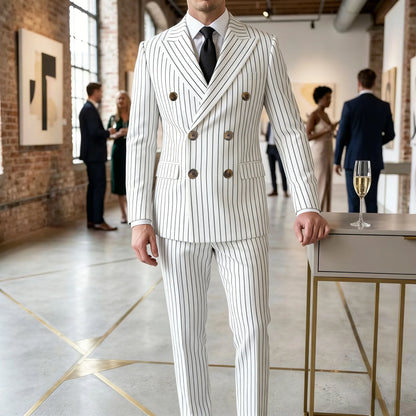 High-quality European and American Men's Clothing, Formal Suits with Stripes, Trousers for Business, Formal Dinners, Weddings