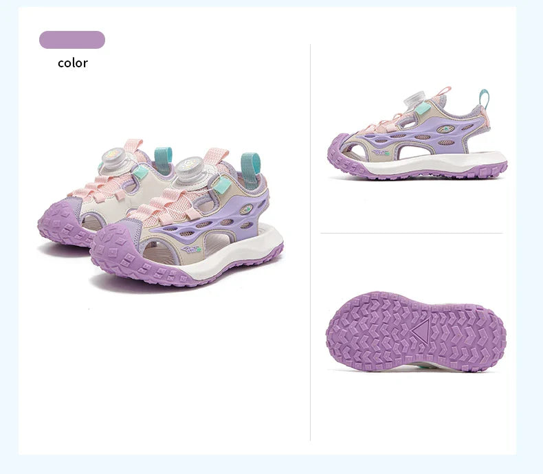 Kids Summer Shoes Girls Outdoor Protecting Toes Beach Sandal Water Shoes Casual Pink Non-slip Children Shoes Breathable Boys