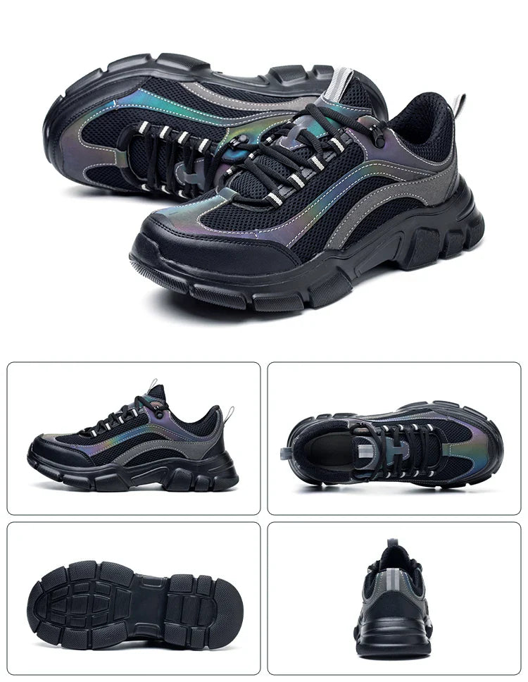 Safety Shoes Lightweight Steel Toe Anti Smashing Piercing Women's Men's Work Sneakers Reflective Indestructible Protective Boots