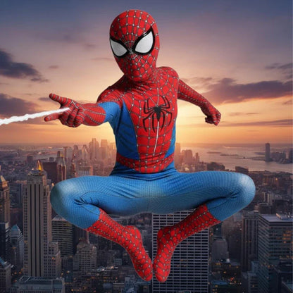 Child Remy Superhero Spider Mask Costume  Halloween CharacterJumpsuit Holiday Performance Wear for Boys & Girl Birthday Party