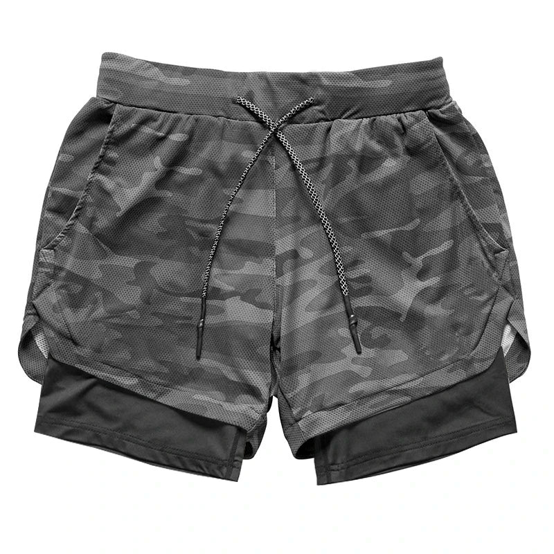 Running Shorts Men 2 In 1 Double-deck Quick Dry GYM Sport Shorts Fitness Jogging
