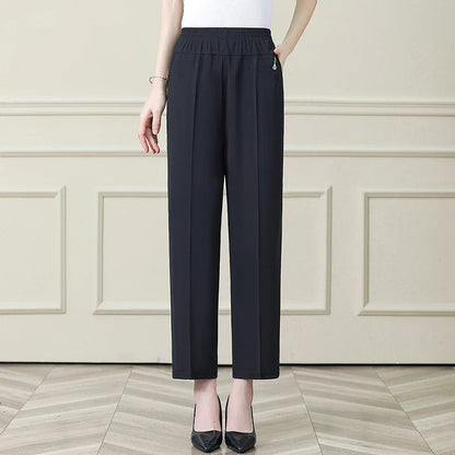 Summer New Ice Silk Casual Trousers Thin Sports Loose Trend Straight Quick-drying Mom Trousers