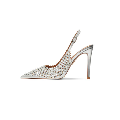Diamond high heels for women in2025with a single button back strap,sexy wedding shoes for brides,slim heels,pointed toe sandals