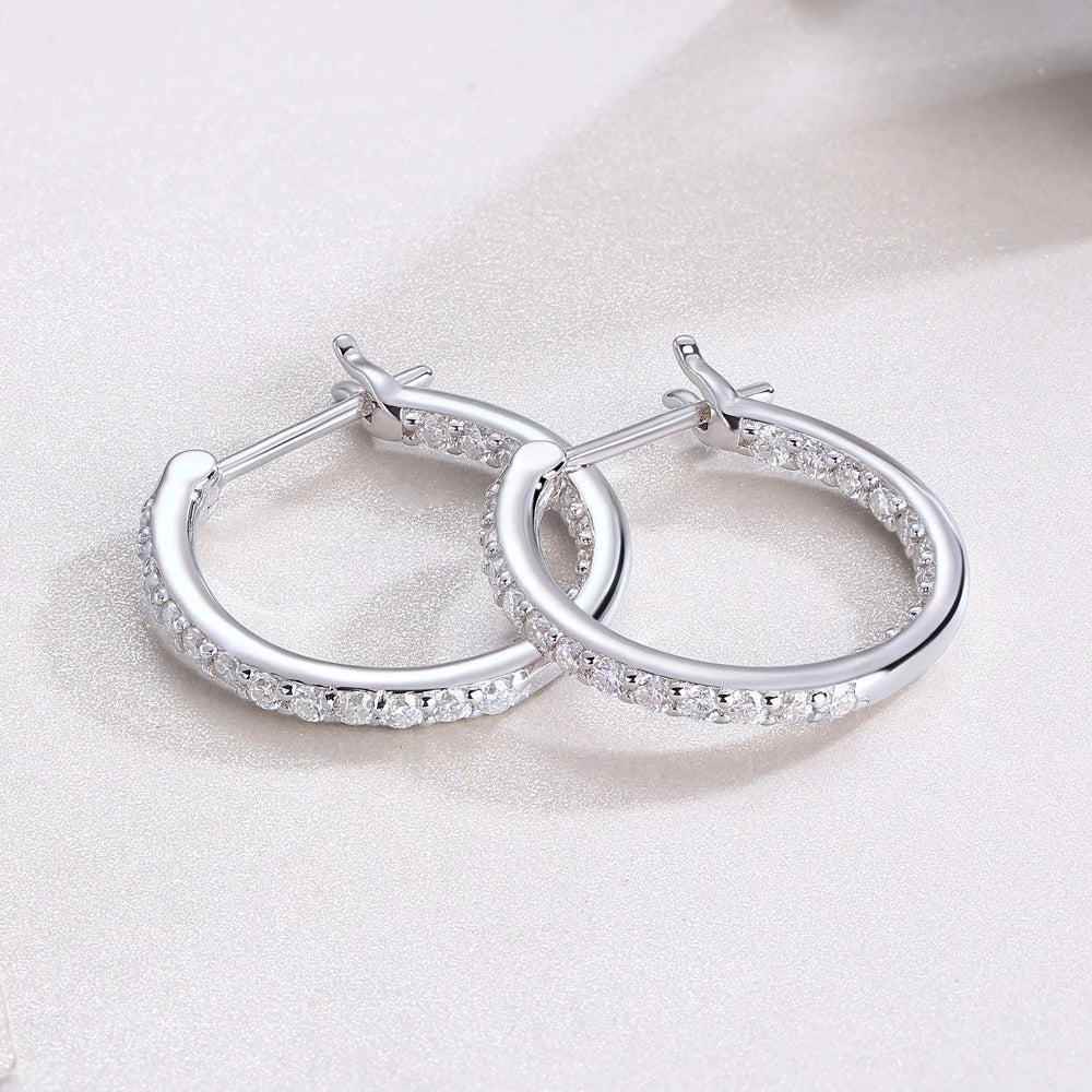 2mm D Color Moissanite Earring s925 Silver Plated 18k White Gold with GRA Certificates Wedding Hoop Earrings for Women