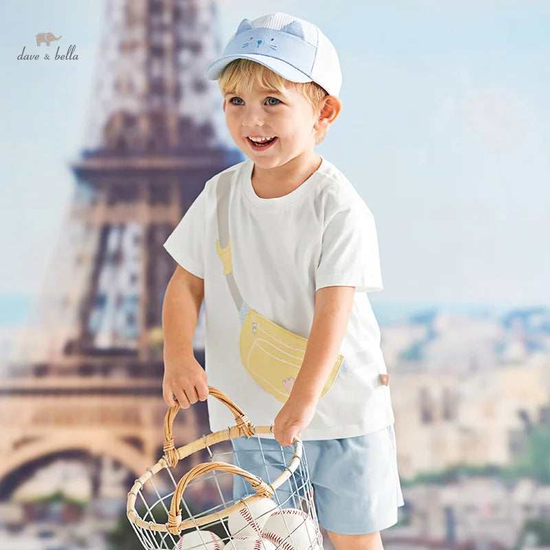 Boy's Suit 2025 New Summer Clothes Children's Short-Sleeved T-shirt Shorts Baby Two-Piece Set Casual Sport DB2240629