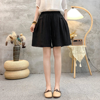 Plus sizeIce Silk Elastic Waist Wide-Leg Shorts Female Summer High Waist Drape Korean Casual Loose Soft Women's Shorts