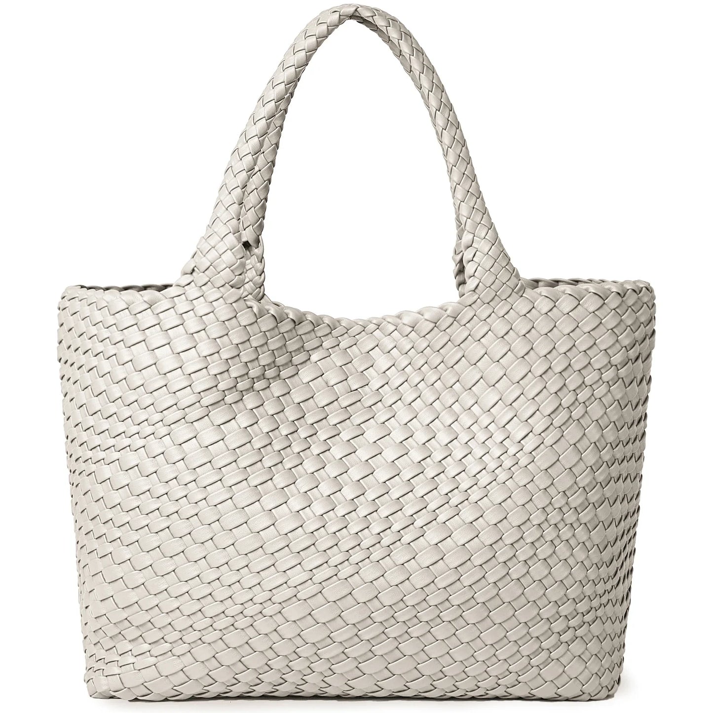 Woven Tote Bag Womens Purse Vegan Leather Shoulder Handbags - Fashion Summer Beach Tote Bags - Large Travel Totes