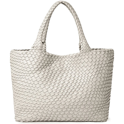 Woven Tote Bag Womens Purse Vegan Leather Shoulder Handbags - Fashion Summer Beach Tote Bags - Large Travel Totes