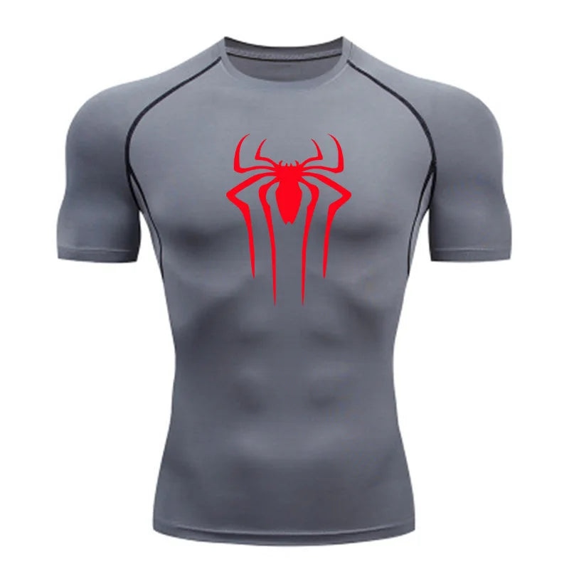 Nova Camiseta de Compressão Masculina Fitness Academia Super Herói Esporte Corrida Camisa Rashguard Tops Secagem Rápida Manga Curta Para Homens