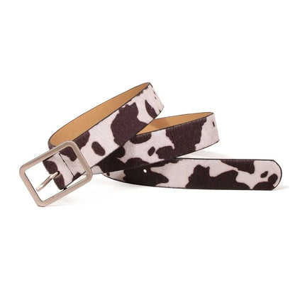Japanese Style Square Buckle Women Belt with Shine Rhinestone PU Leather Gothic Waist Belts Leopard Punk Waistband
