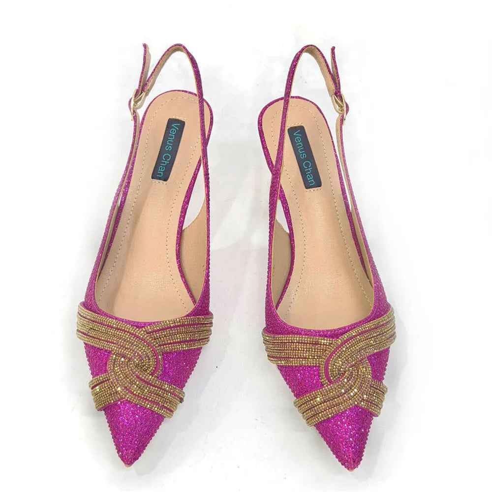 Temperament New Women's Shoes Wedding Shoes Ladies Dress Shoes Rhinestone Leather Italian Elegant Women Party Pumps